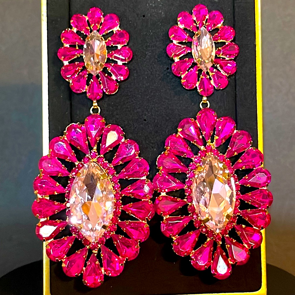 Neon Pink And Light Pink Pageant Earrings Large 65$